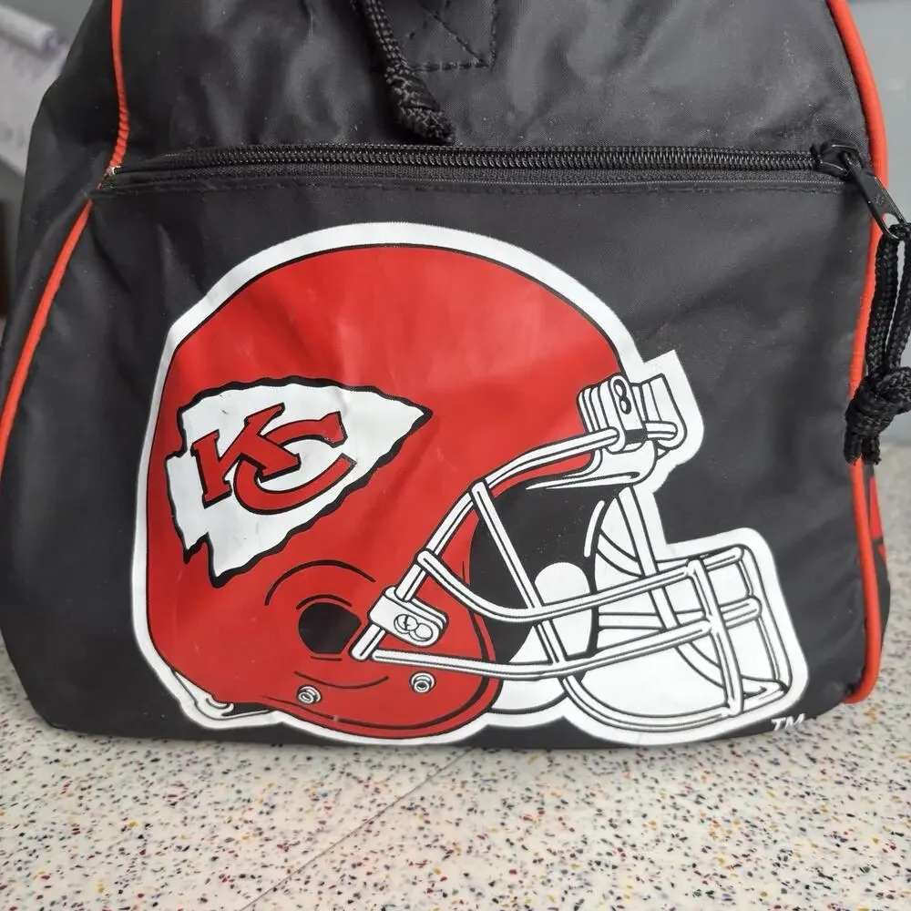 Vintage 90s KANSAS CITY CHIEFS Football Duffle Gym Bag Carry On Handle Strap NFL